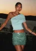 Islington One Shoulder Top - Mint sold by Peppermayo