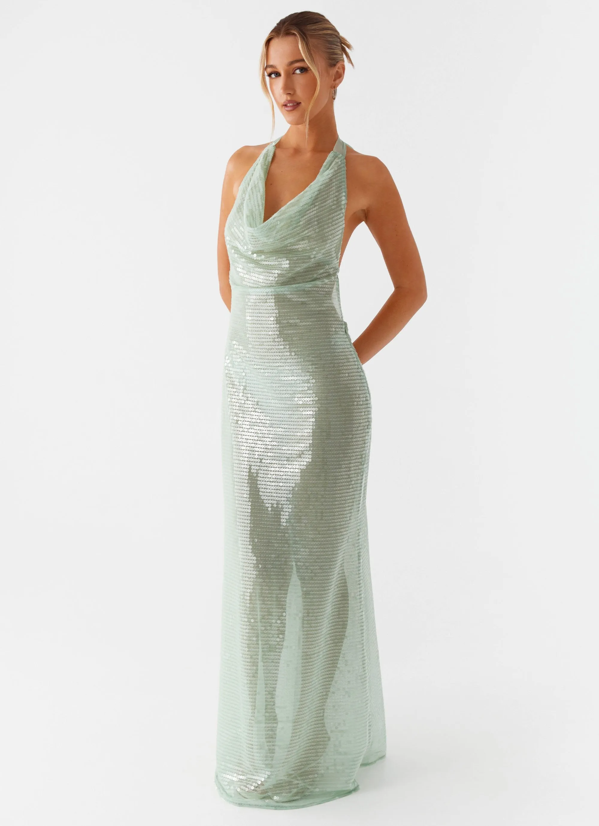 Above the Clouds Cowl Maxi Dress - Green sold by Peppermayo product image thumbnail 4