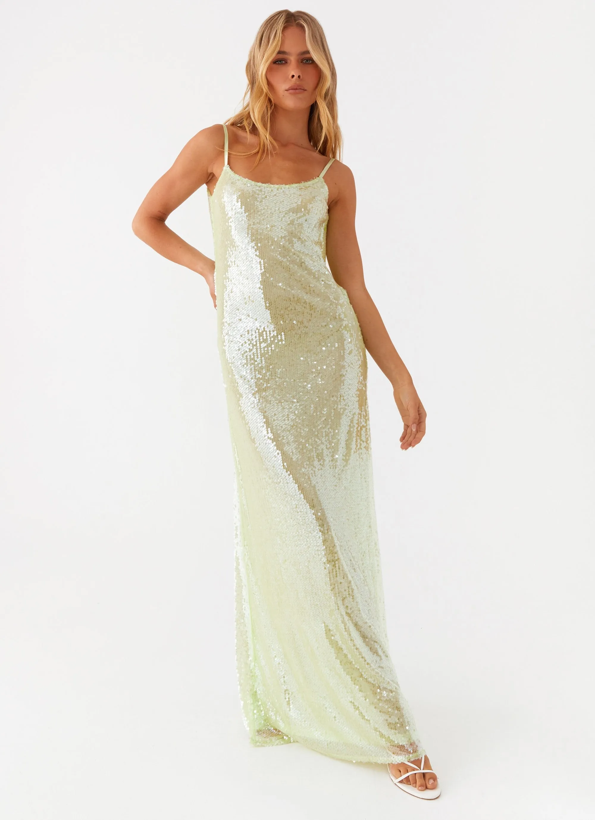 Higher Level Sequin Maxi Dress - Mint sold by Peppermayo