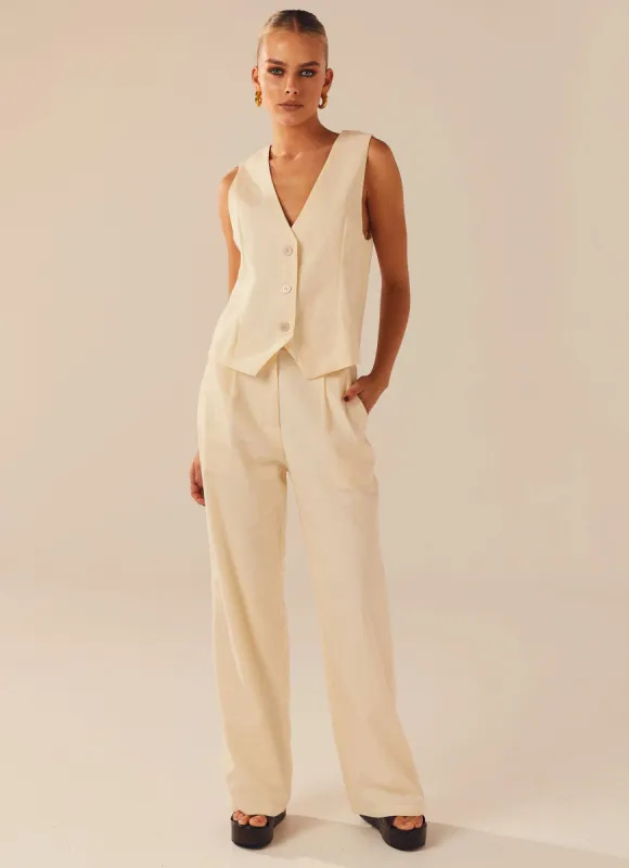 Garden Girls Linen Pants - Ivory sold by Peppermayo