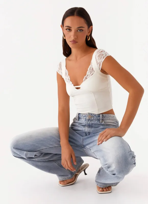 Tabitha Lace Top - Lemon sold by Peppermayo