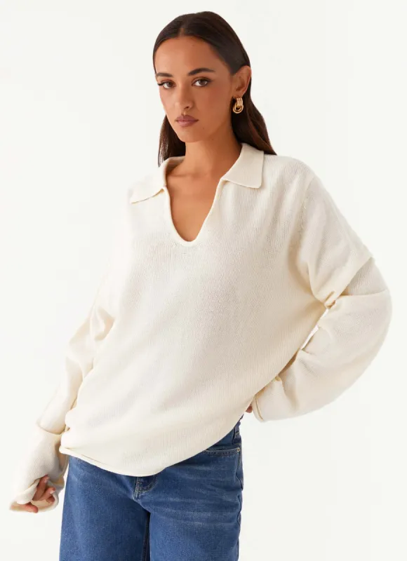 Deena Knit Sweater - White made by Peppermayo