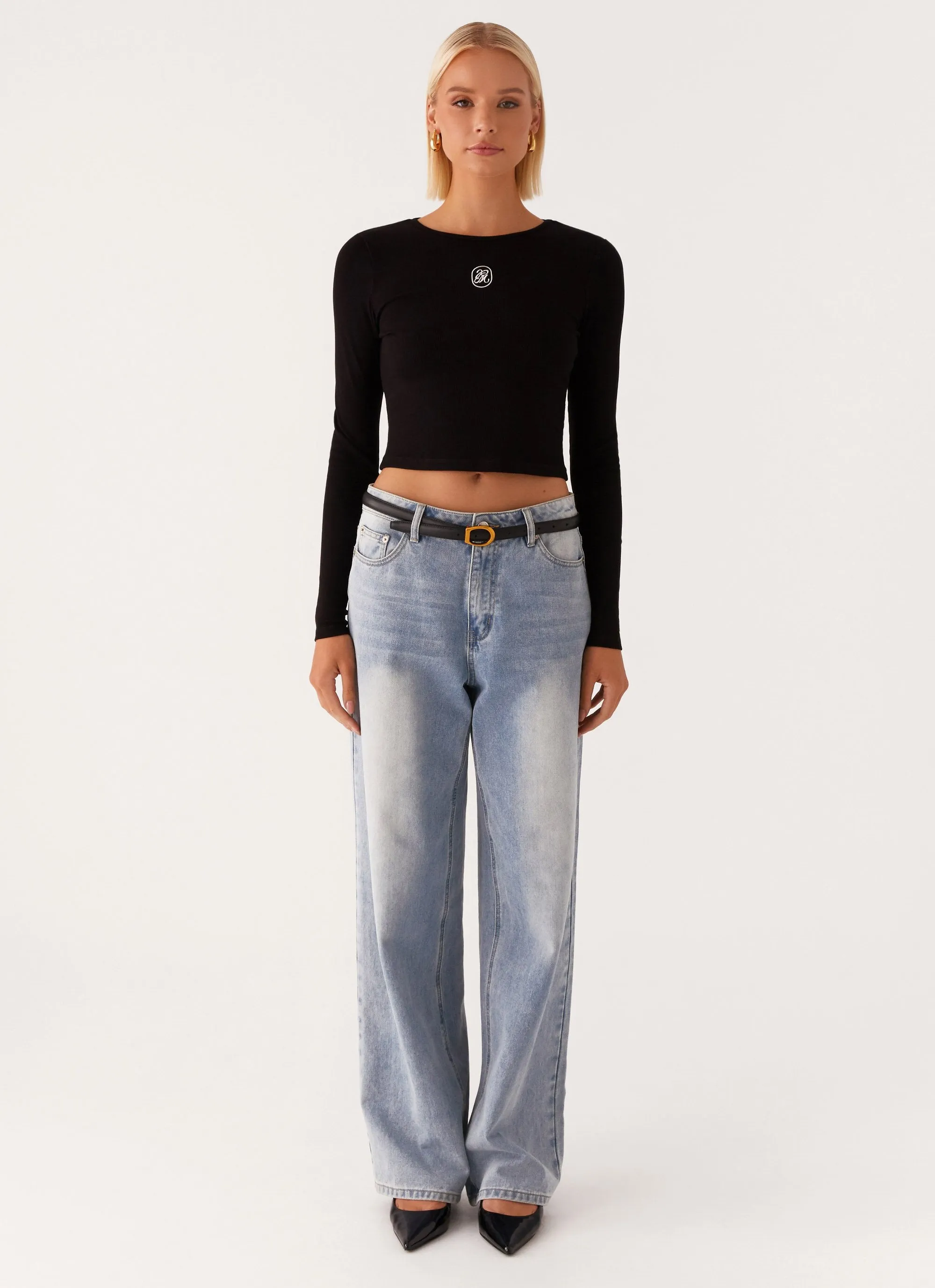 Signature Monogram Long Sleeve Tee - Black sold by Peppermayo product image thumbnail 2