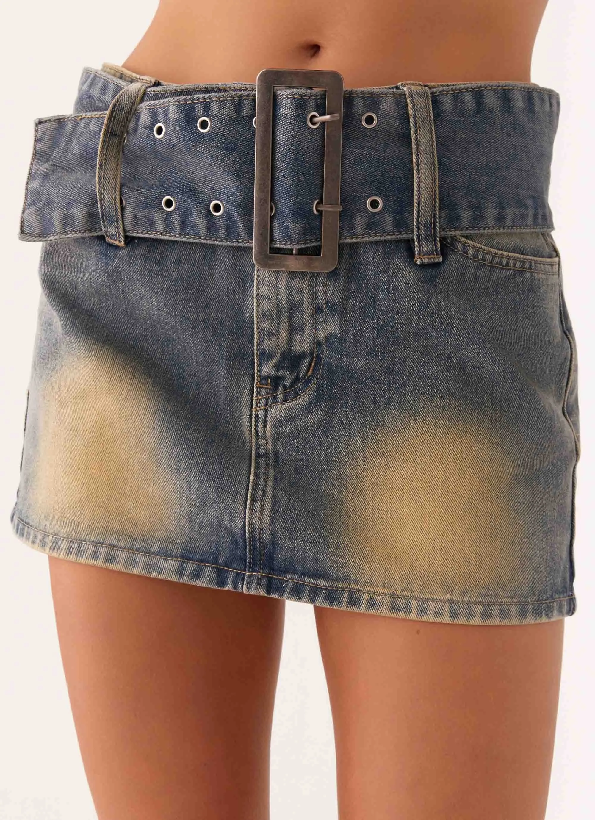 Not Like Us Denim Mini Skirt - Vintage sold by Peppermayo product image thumbnail 4