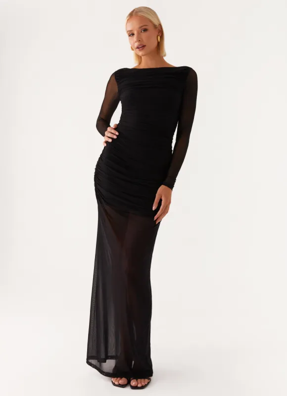 Truely you Mesh Maxi Dress - Black sold by Peppermayo