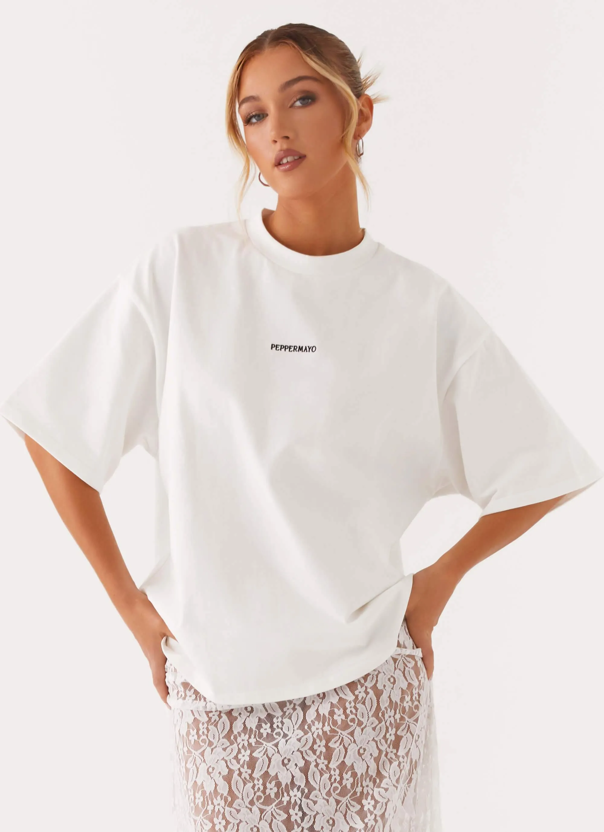 Signature Oversized Tee - White sold by Peppermayo product image thumbnail 3