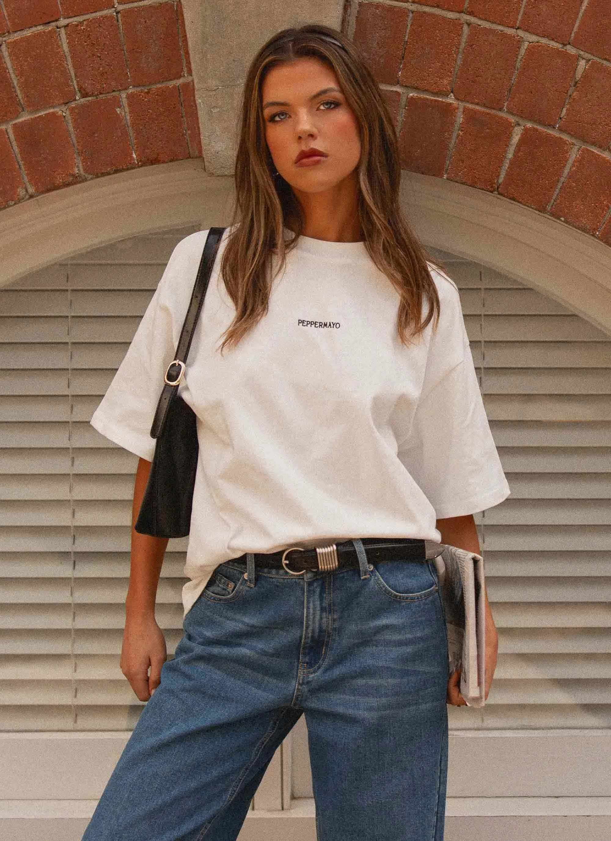 Signature Oversized Tee - White sold by Peppermayo