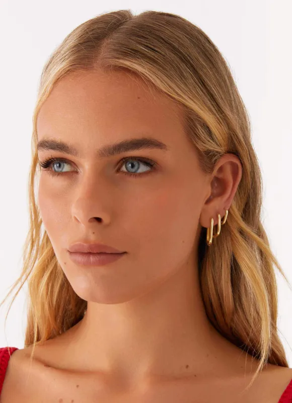 Stevie Earrings Set - Gold sold by Peppermayo