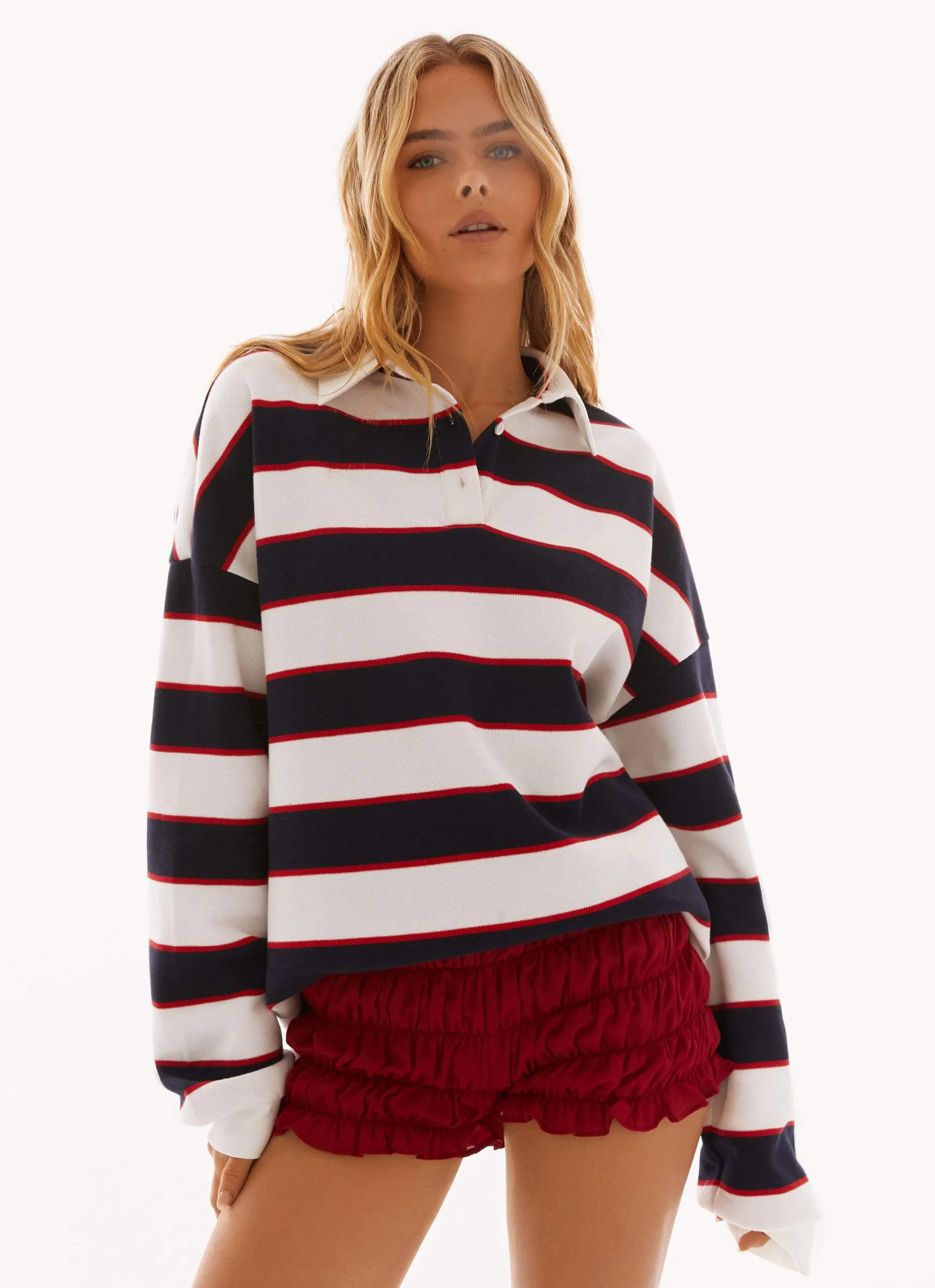 Champion Oversized Polo Top - Red Stripe sold by Peppermayo product image thumbnail 4