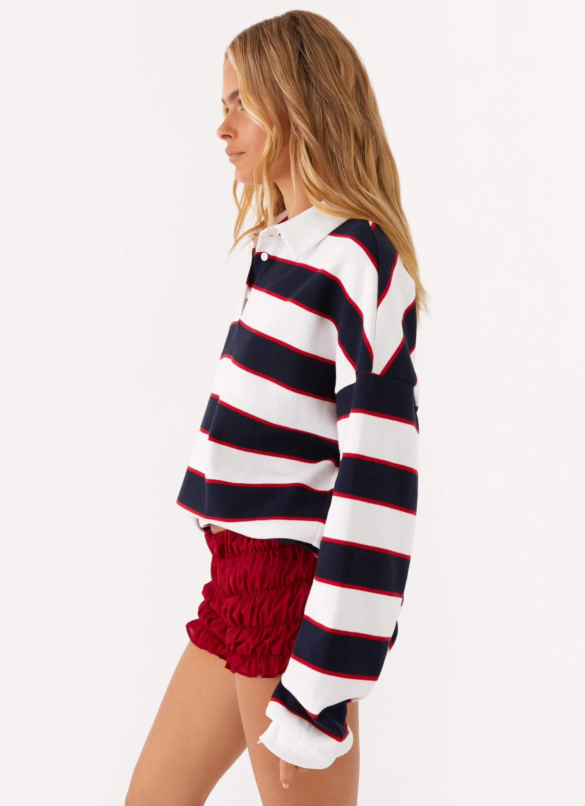Champion Oversized Polo Top - Red Stripe sold by Peppermayo product image thumbnail 2