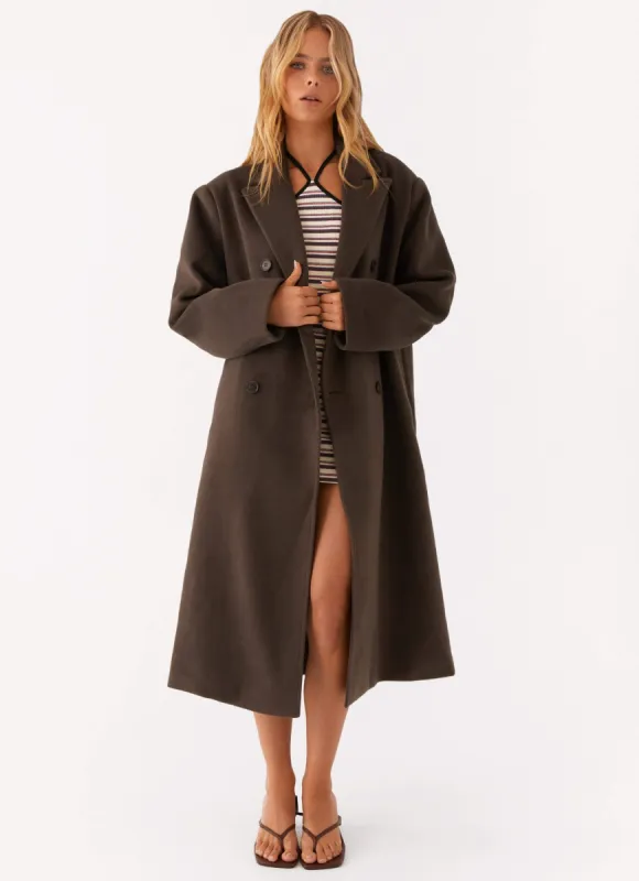 Gianni Double Breast Coat - Chocolate sold by Peppermayo
