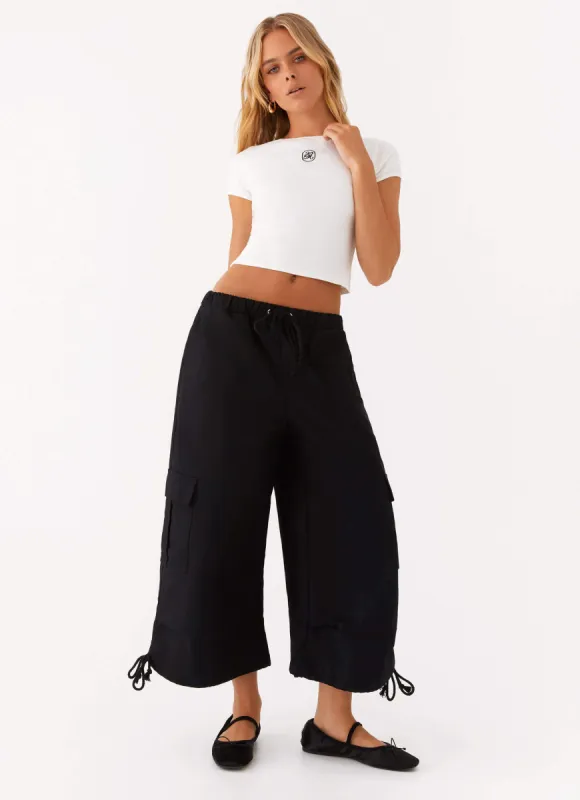 Just My Luck Long Cargo Shorts - Black made by Peppermayo