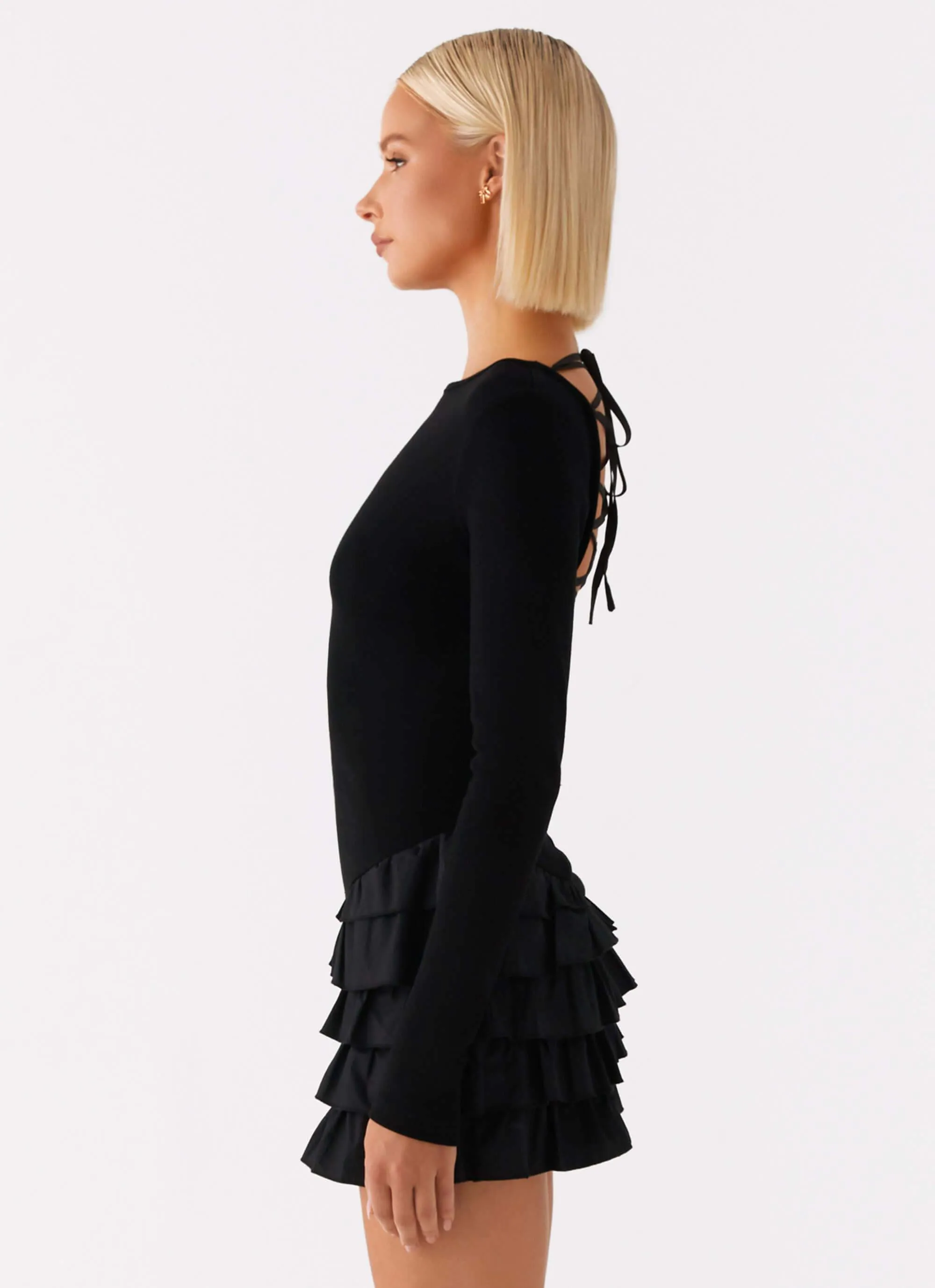 Moon Rising Long Sleeve Mini Dress - Black sold by Peppermayo product image thumbnail 3