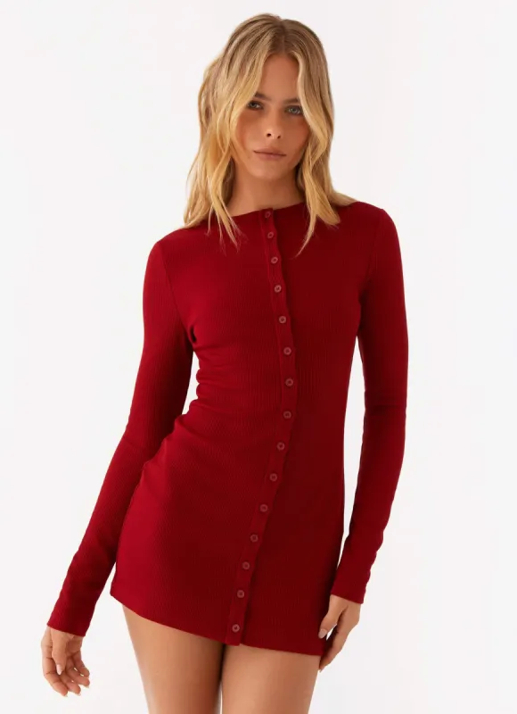 Blair Long Sleeve Mini Dress - Red sold by Peppermayo