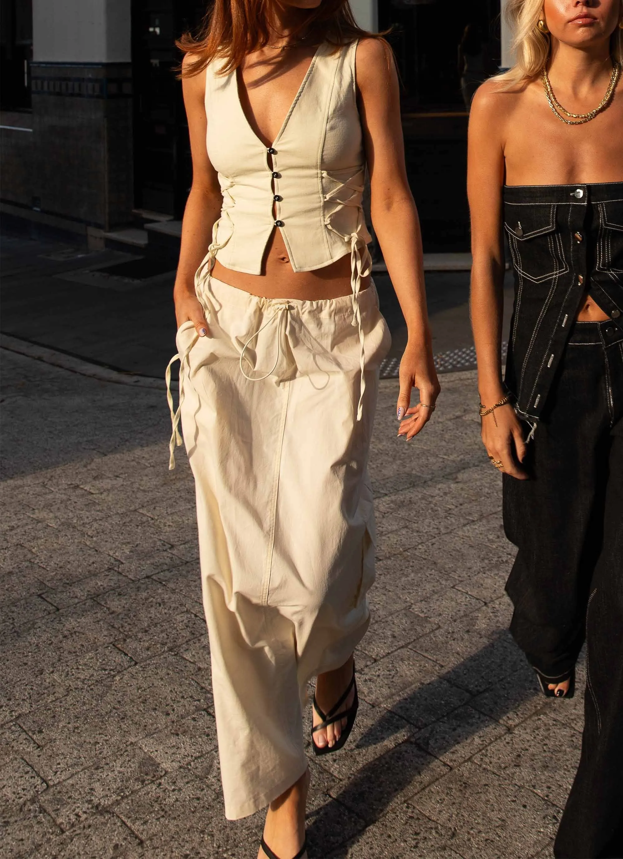 Curveball Cargo Midi Skirt - Beige sold by Peppermayo product image thumbnail 2