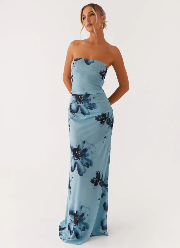 Field Of Dreams Maxi Dress - Blue Black Floral sold by Peppermayo