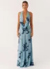 Elysia Mesh Maxi Dress - Blue Black Floral sold by Peppermayo