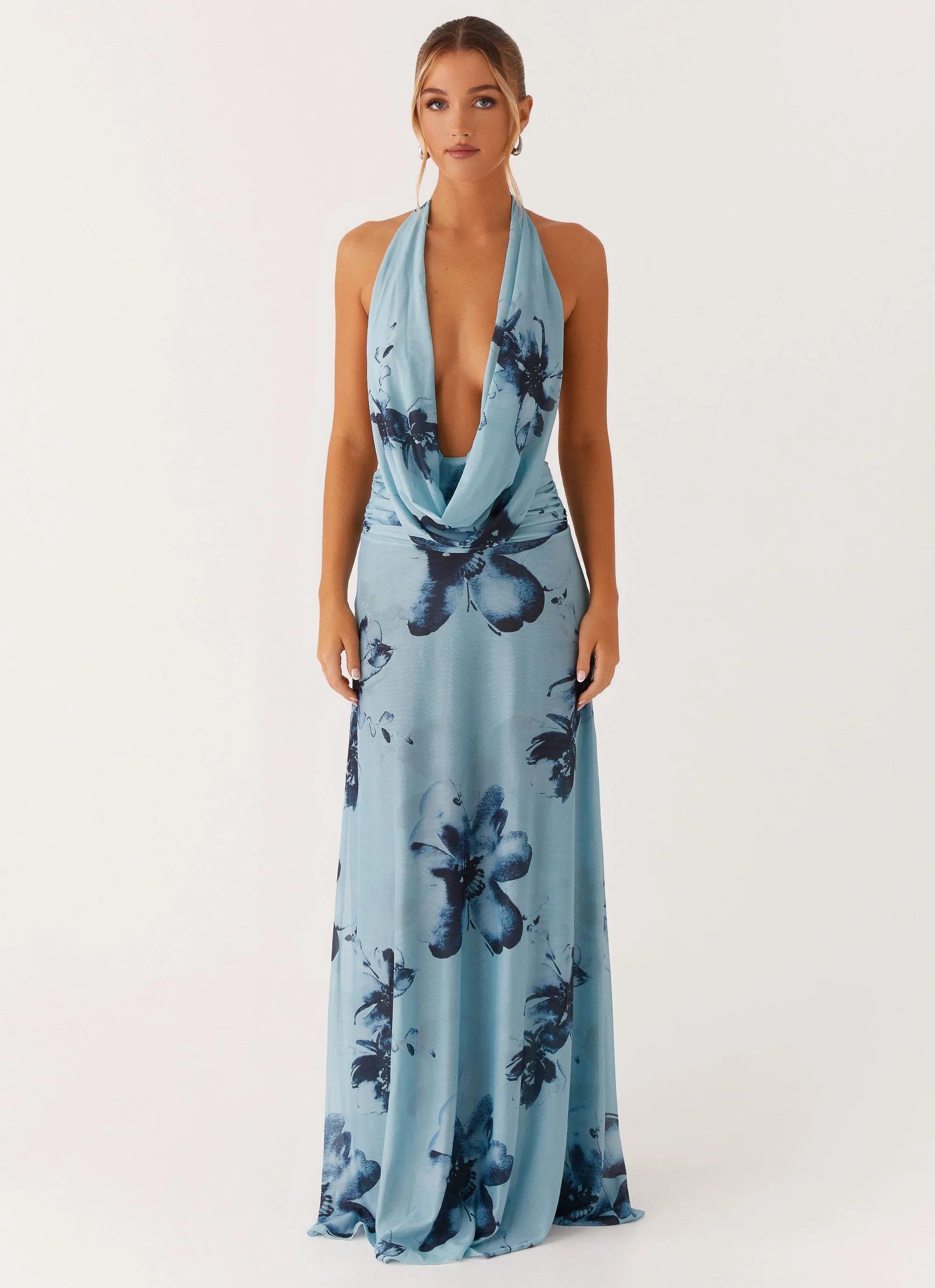 Elysia Mesh Maxi Dress - Blue Black Floral sold by Peppermayo product image thumbnail 2