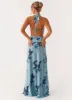 Elysia Mesh Maxi Dress - Blue Black Floral sold by Peppermayo