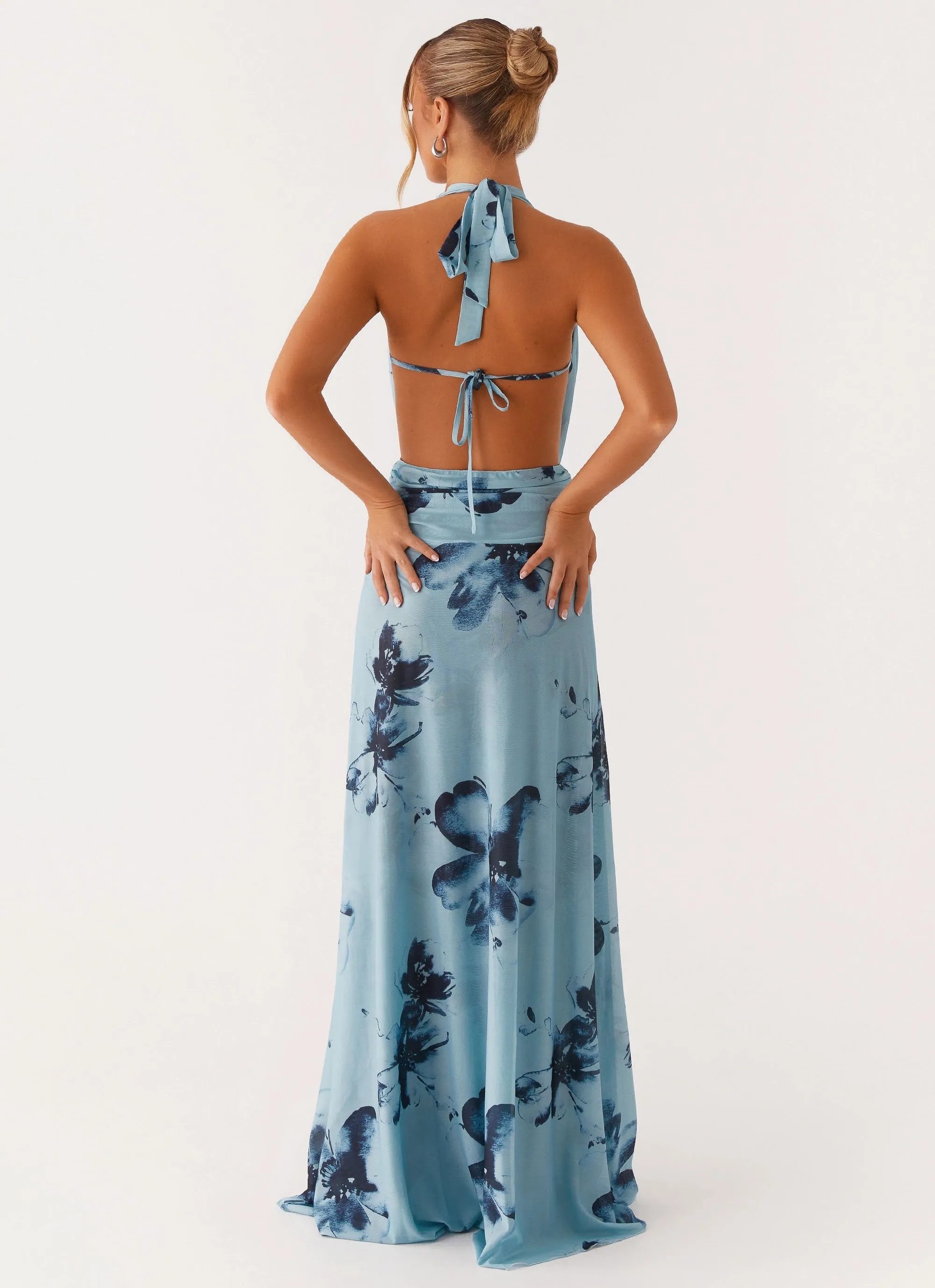 Elysia Mesh Maxi Dress - Blue Black Floral sold by Peppermayo product image thumbnail 4