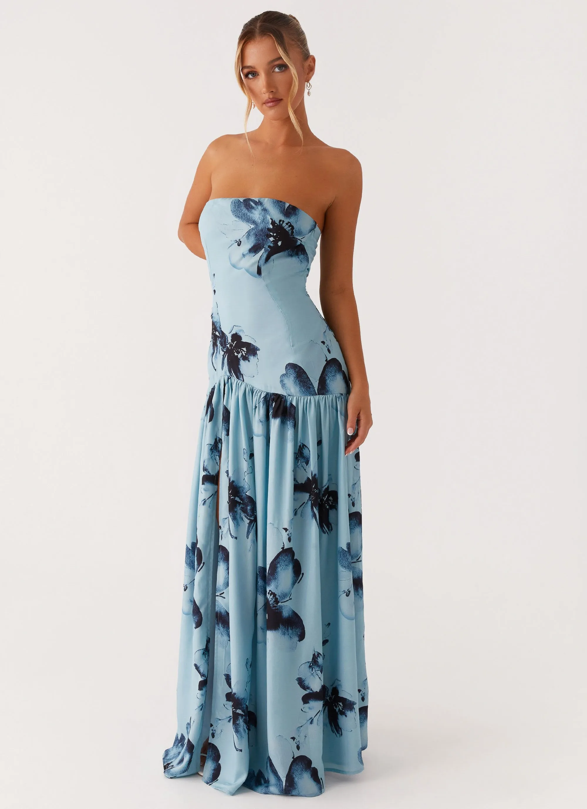 Eden Strapless Maxi Dress - Blue Black Floral sold by Peppermayo product image thumbnail 5