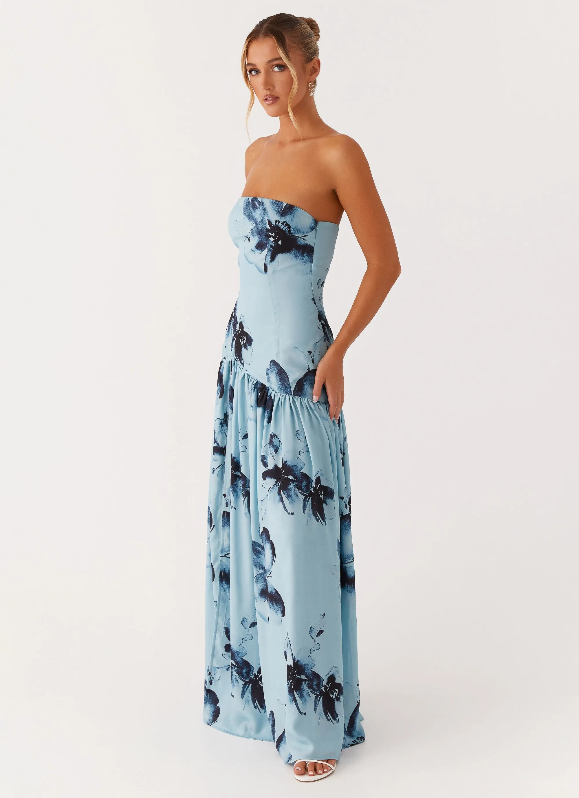 Eden Strapless Maxi Dress - Blue Black Floral sold by Peppermayo product image thumbnail 3