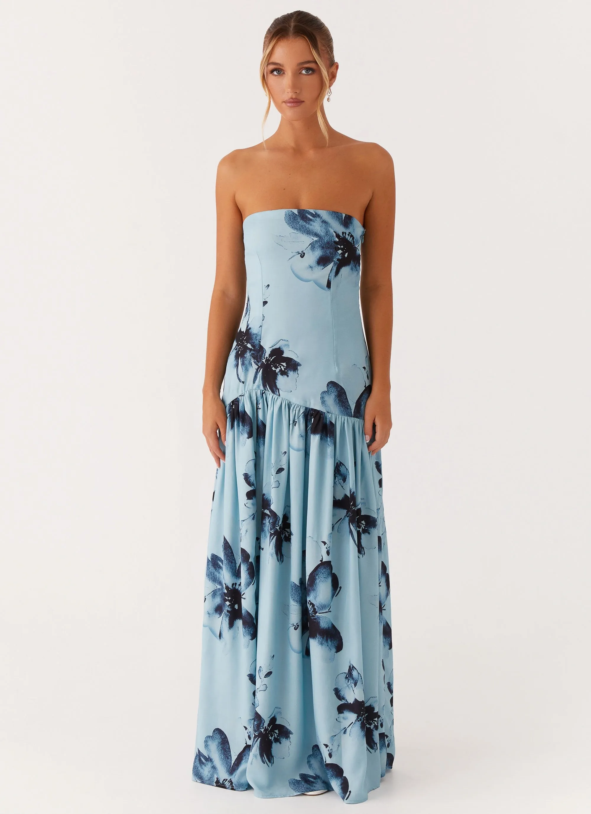 Eden Strapless Maxi Dress - Blue Black Floral sold by Peppermayo product image thumbnail 2