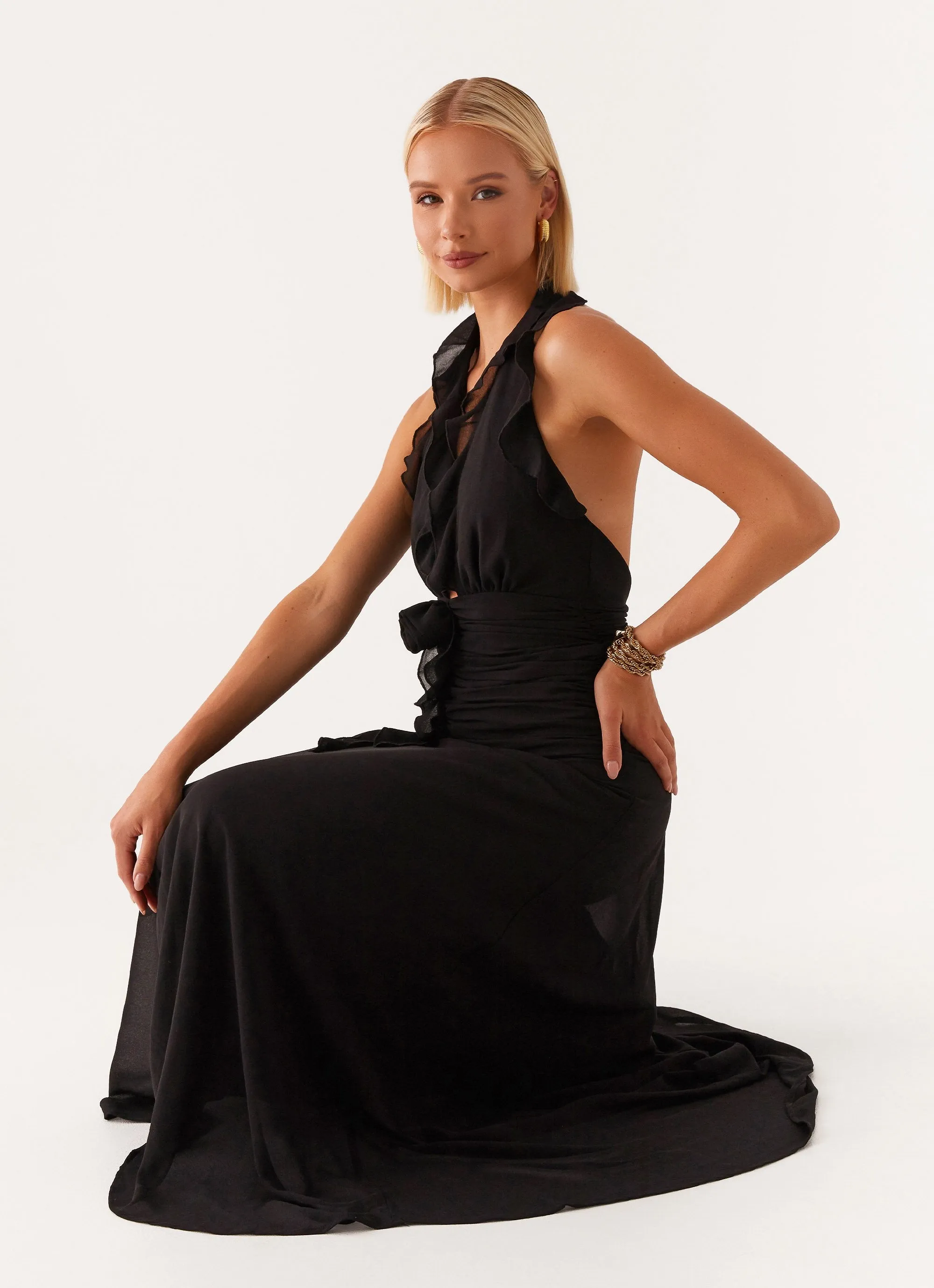 What You Need Frill Maxi Dress - Black sold by Peppermayo product image thumbnail 5