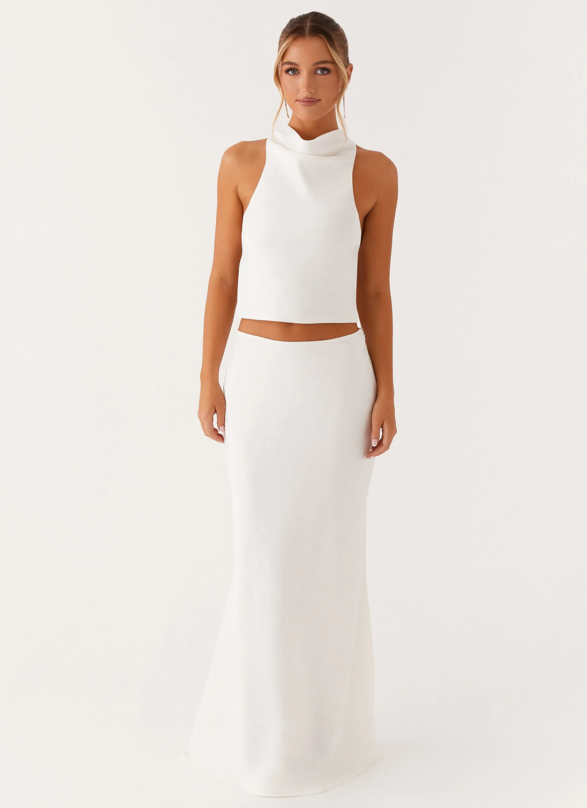 Mina Satin Maxi Skirt - White sold by Peppermayo product image thumbnail 2