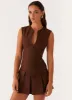 Cassia Mini Dress - Brown sold by Peppermayo