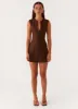 Cassia Mini Dress - Brown sold by Peppermayo
