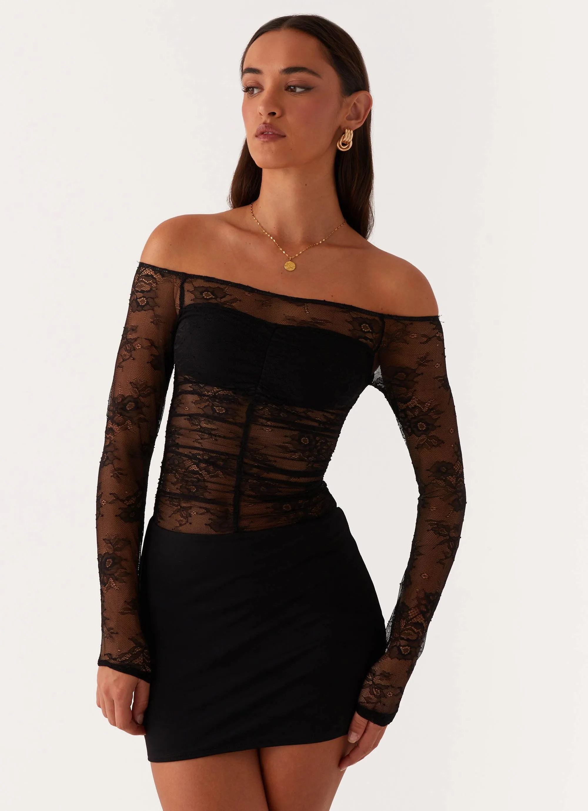 Collide Lace Mini Dress - Black sold by Peppermayo