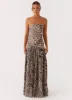 Eden Strapless Maxi Dress - Leopard sold by Peppermayo