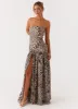 Eden Strapless Maxi Dress - Leopard sold by Peppermayo