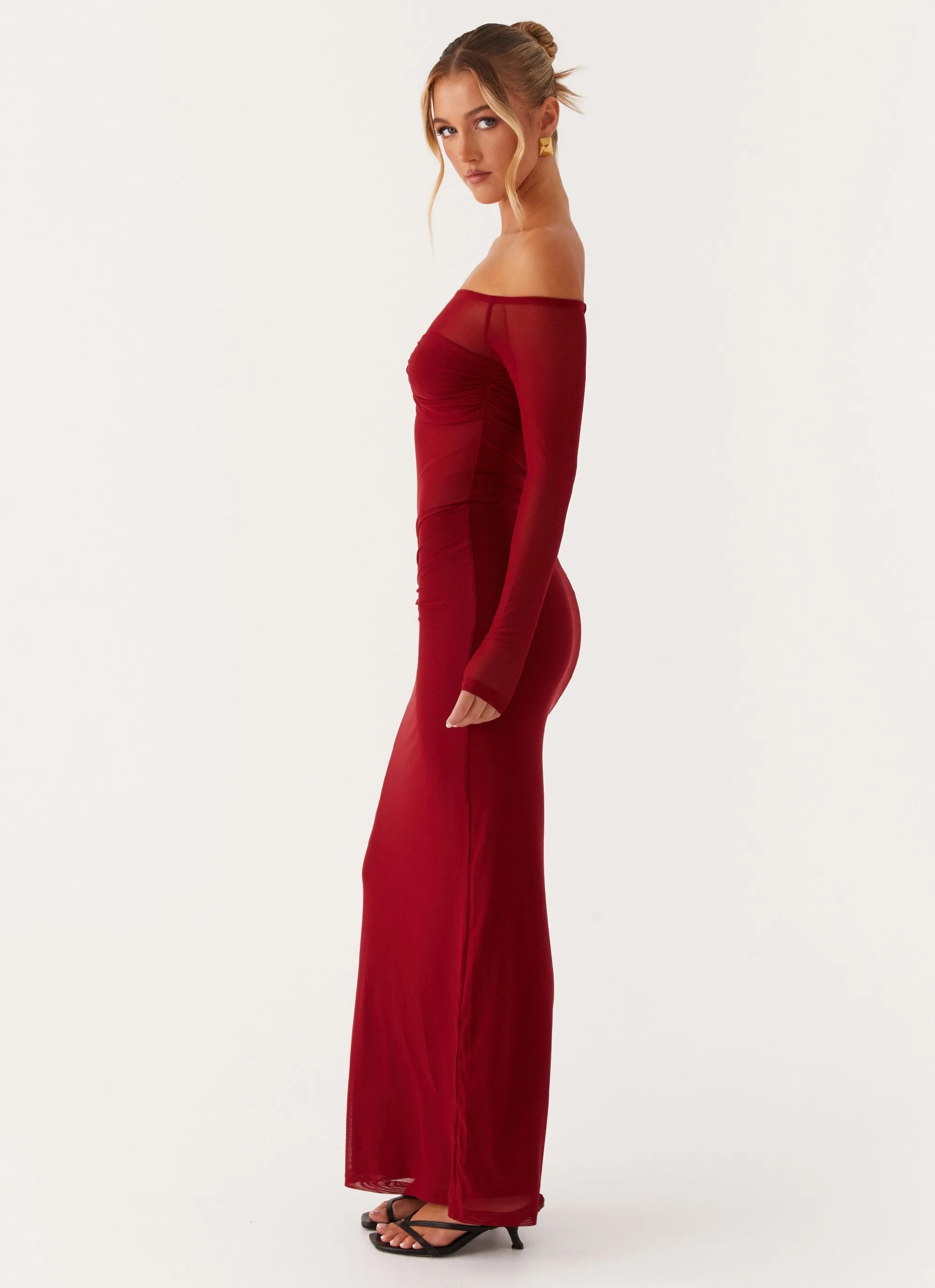 Divine Beauty Mesh Maxi Dress - Maroon sold by Peppermayo product image thumbnail 3