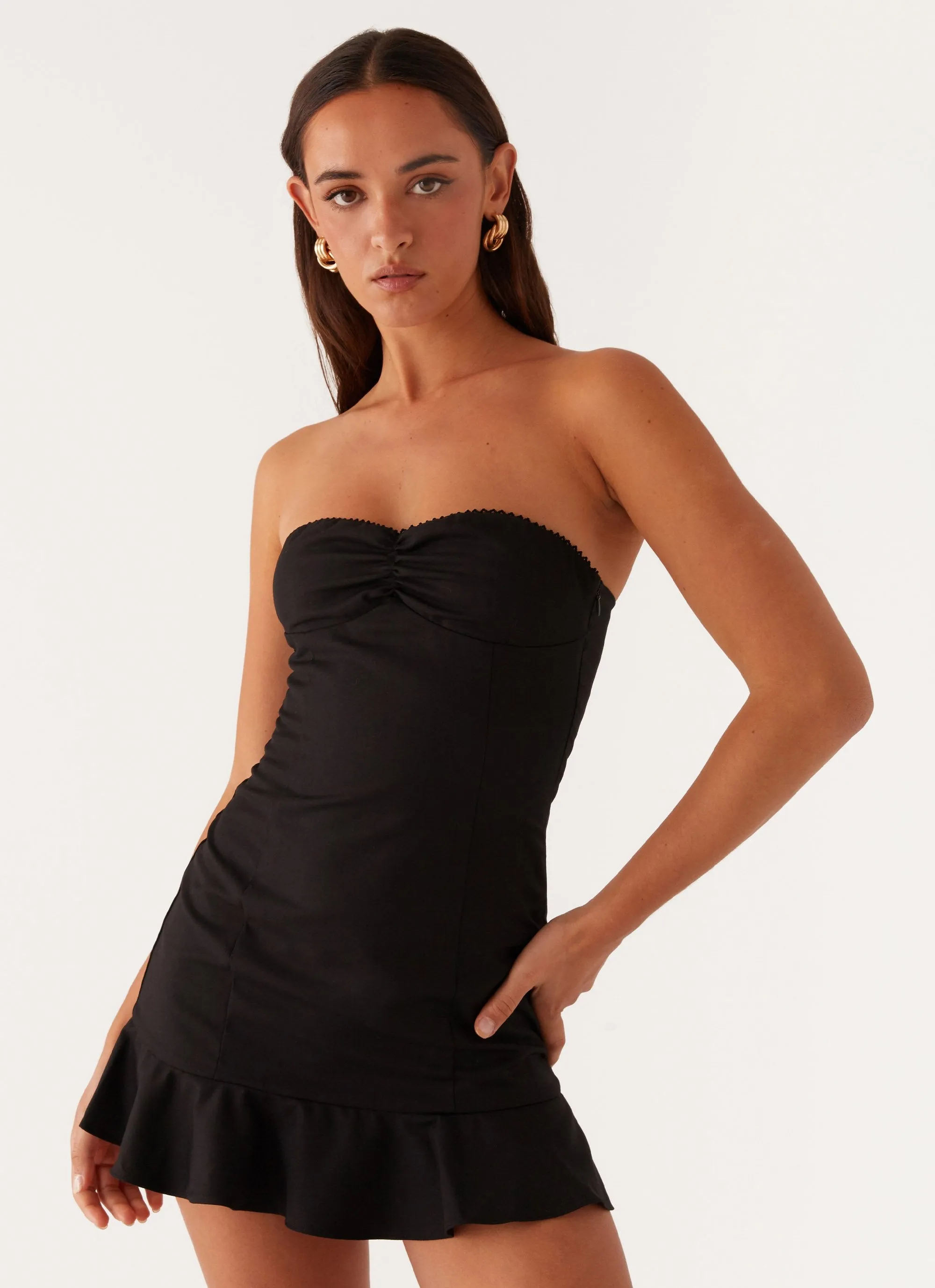 Delmi Bustier Mini Dress - Black sold by Peppermayo