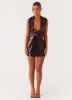 In The Stars Mini Dress - Maroon sold by Peppermayo