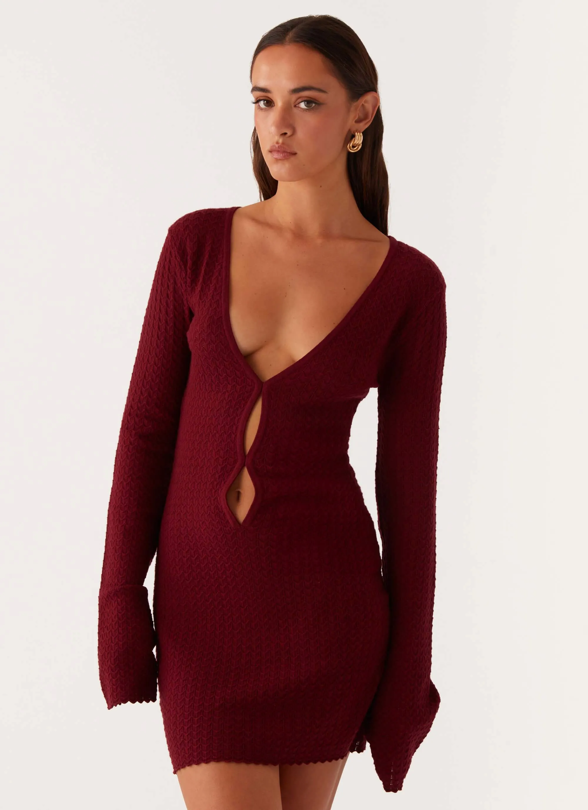 Lavelle Knit Mini Dress - Maroon sold by Peppermayo product image thumbnail 5