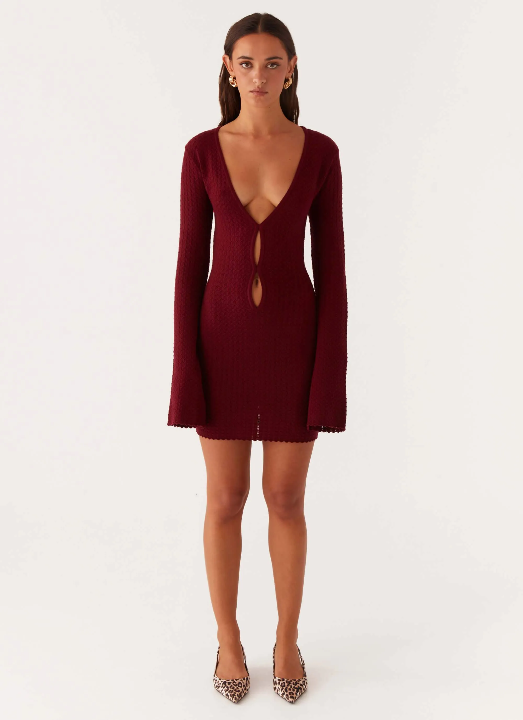 Lavelle Knit Mini Dress - Maroon sold by Peppermayo product image thumbnail 2