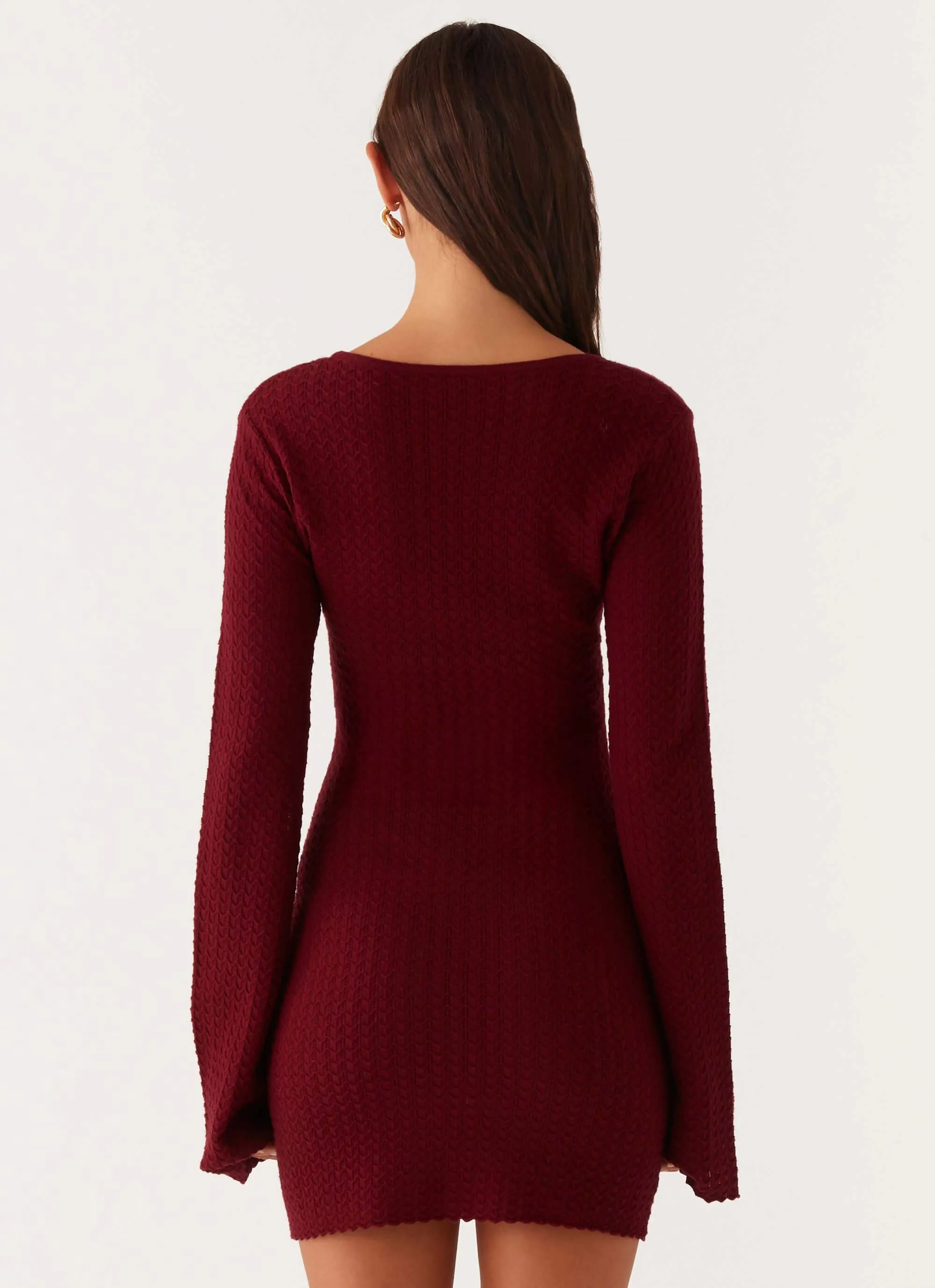 Lavelle Knit Mini Dress - Maroon sold by Peppermayo product image thumbnail 4