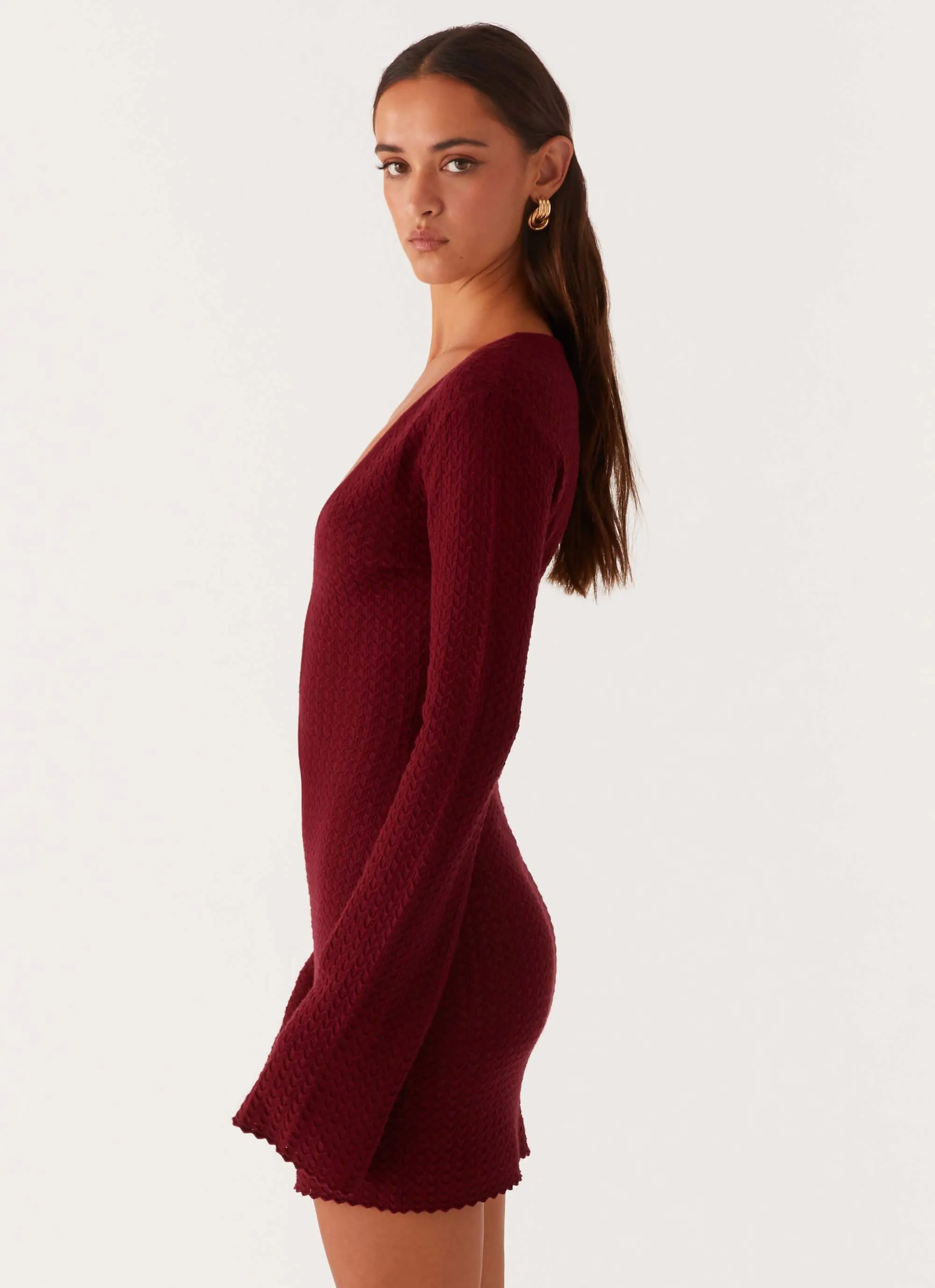 Lavelle Knit Mini Dress - Maroon sold by Peppermayo product image thumbnail 3
