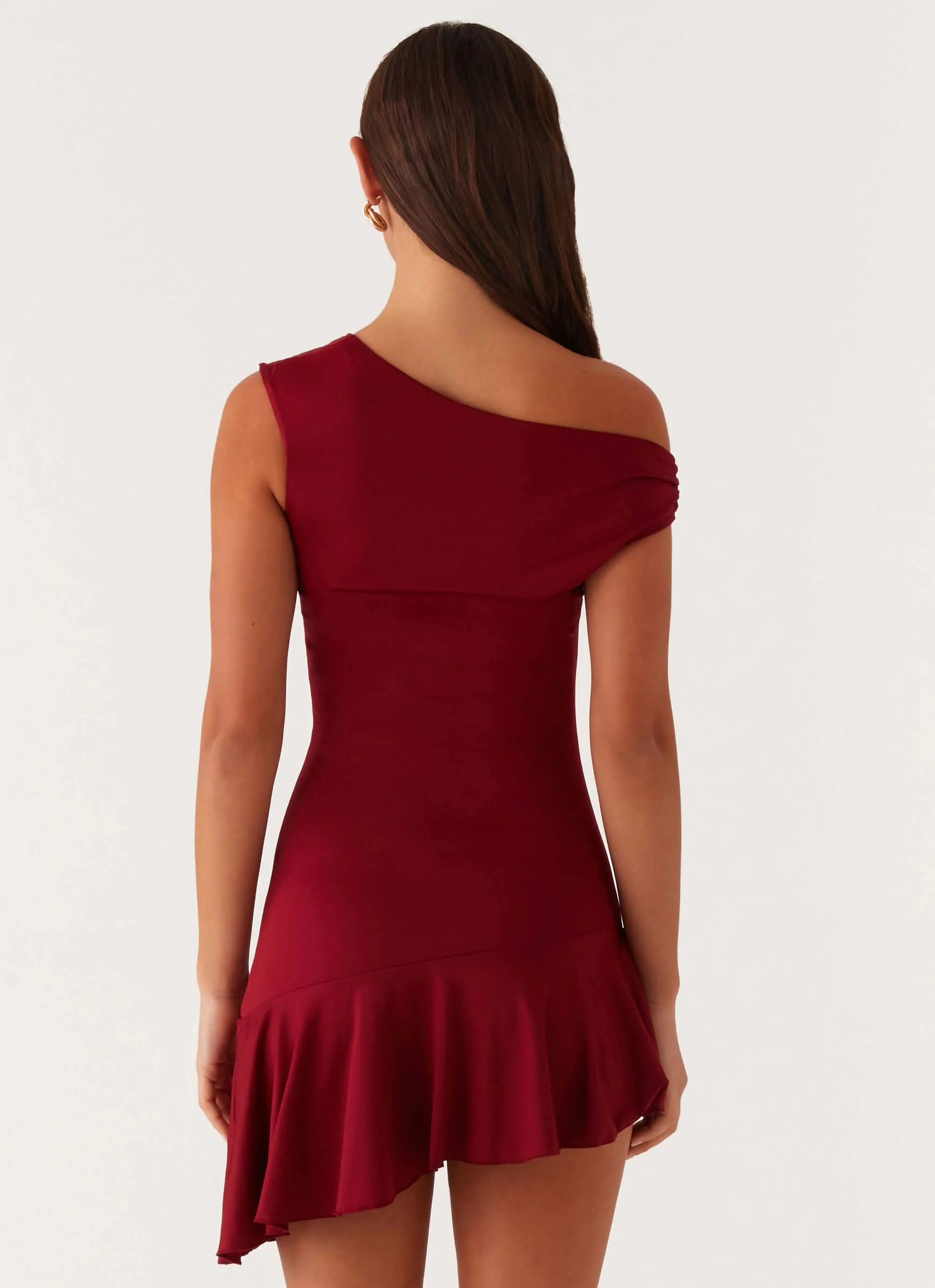 Amaya Twist Mini Dress - Maroon sold by Peppermayo product image thumbnail 4