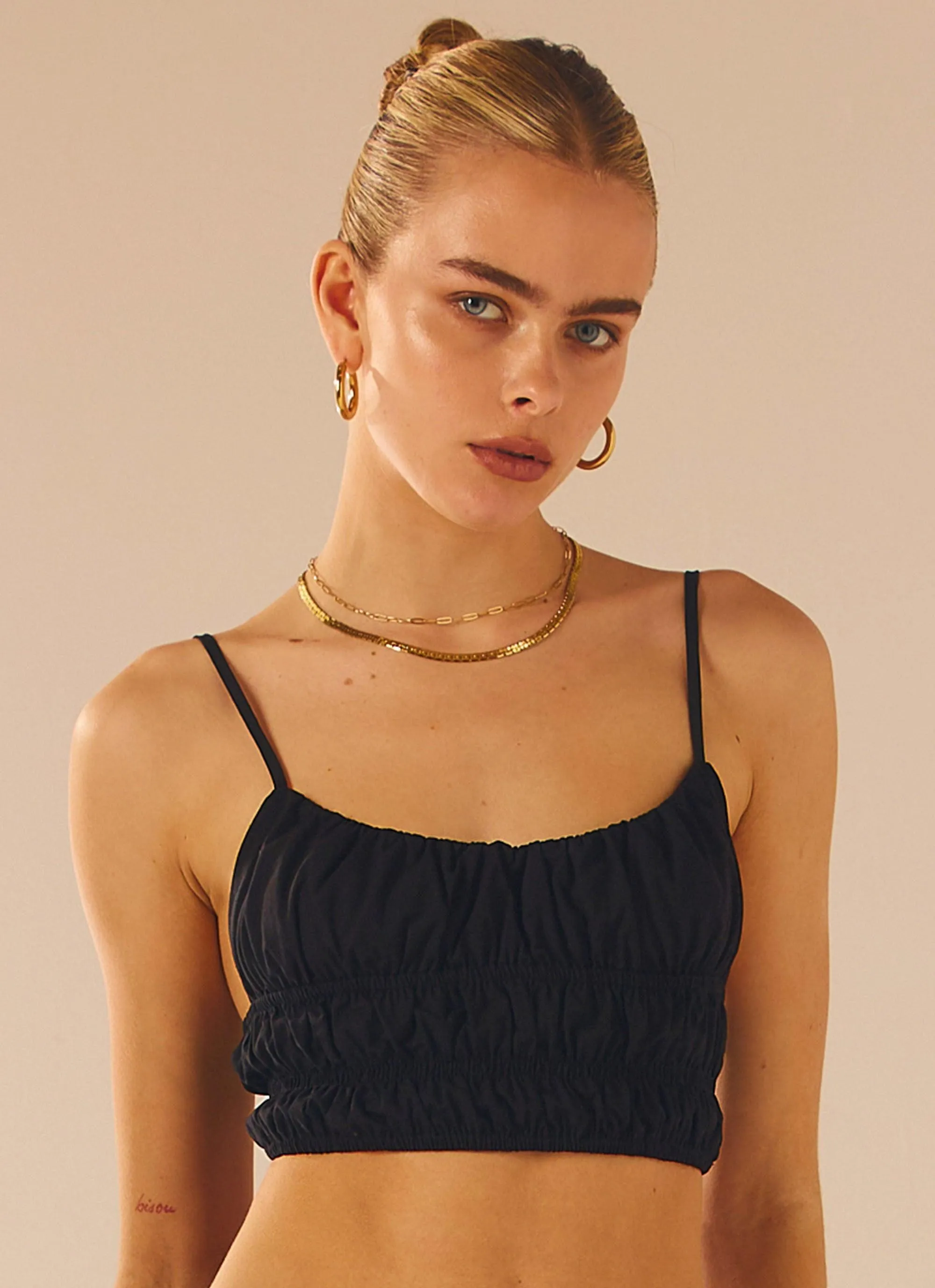 Beautiful Liar Linen Crop Top - Black sold by Peppermayo product image thumbnail 5