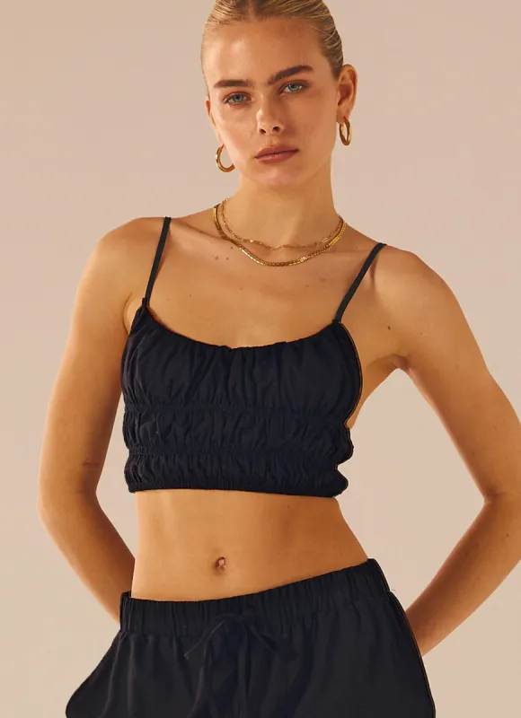 Beautiful Liar Linen Crop Top - Black sold by Peppermayo