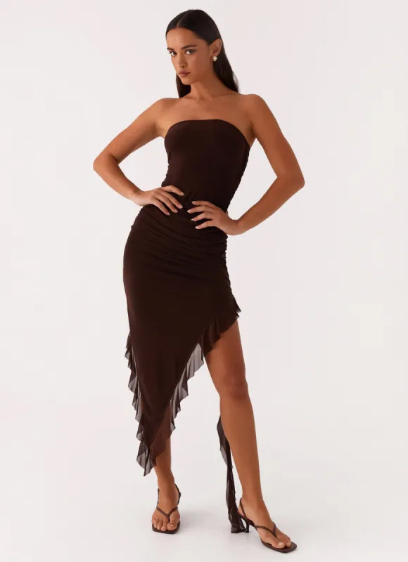 Aoife Midi Dress - Brown made by Peppermayo