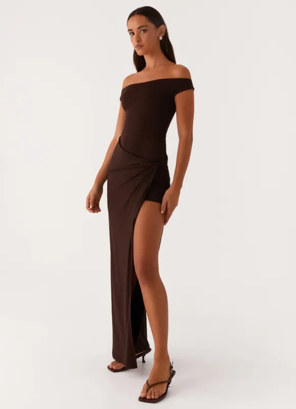 Amerie Maxi Dress - Chocolate sold by Peppermayo