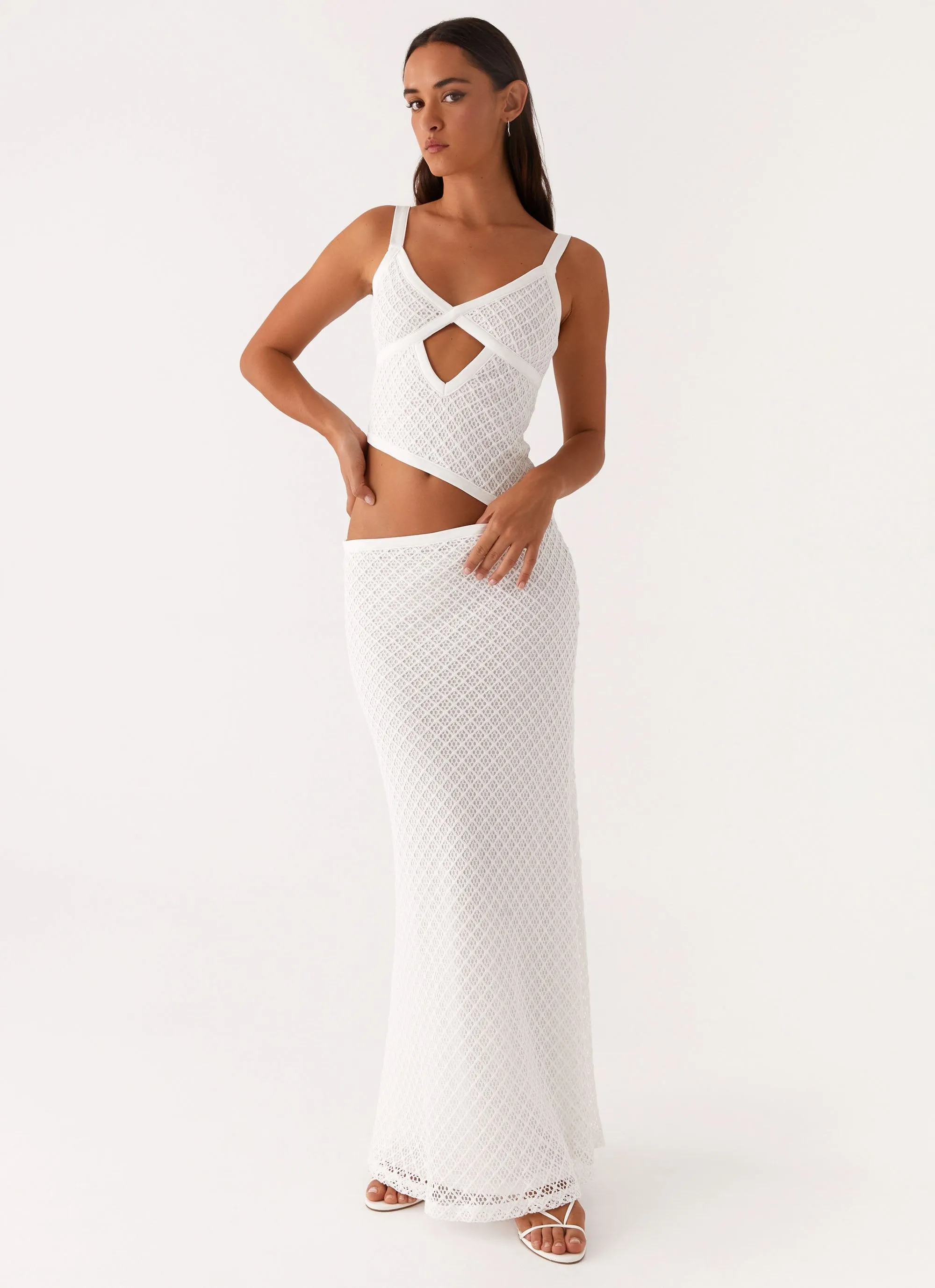 Jocelyn Maxi Dress - White Crochet sold by Peppermayo