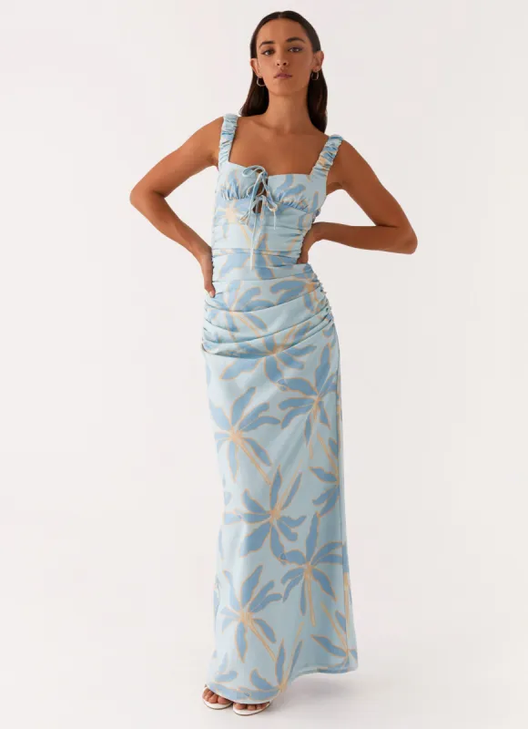 Cosmic Love Ruched Maxi Dress - Opulent Blue sold by Peppermayo