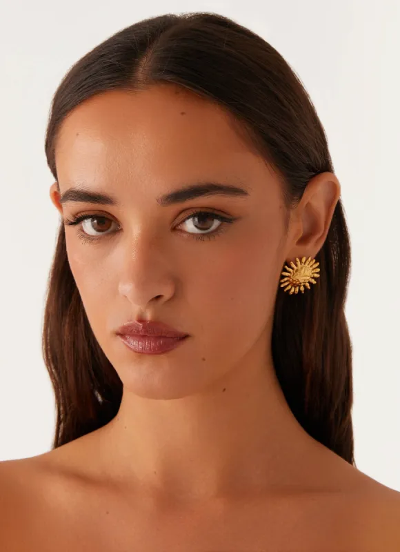 Golden Sun Earrings - Gold sold by Peppermayo