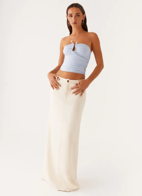 Celeste Linen Maxi Skirt - Ivory sold by Peppermayo